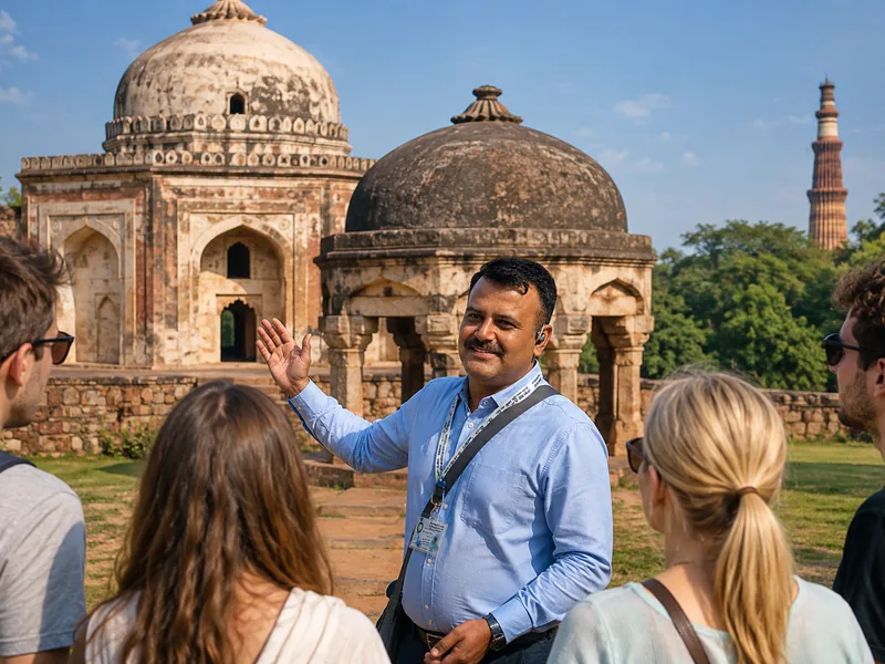 Guided walk through Mehrauli Archaeological Park tombs and stepwells near Qutub Minar, Delhi