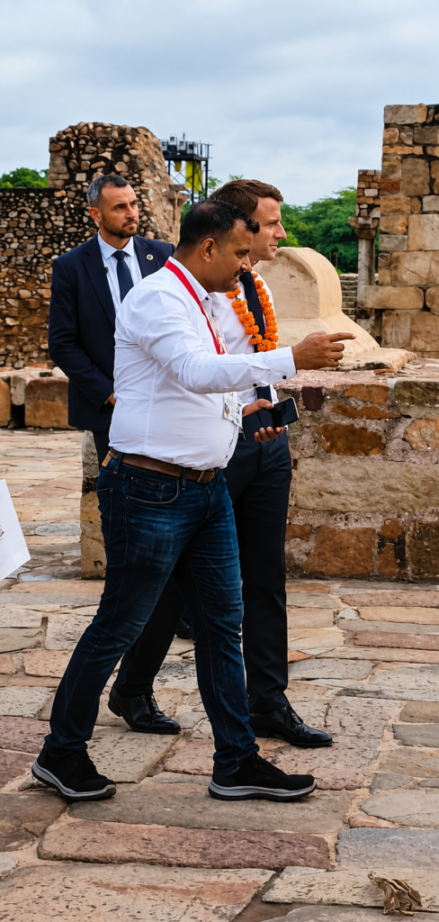 Heritage Guide Pravin Pandey with French President Macron G20 Summit Delhi 2023