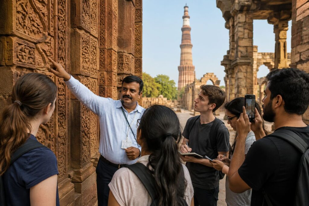 qutub minar calligraphy and architect